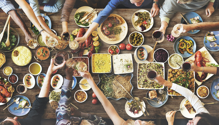 friends dining together