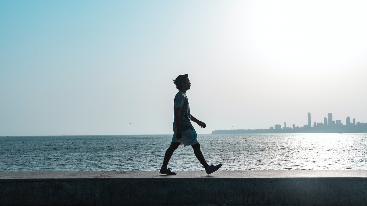 man taking a walk