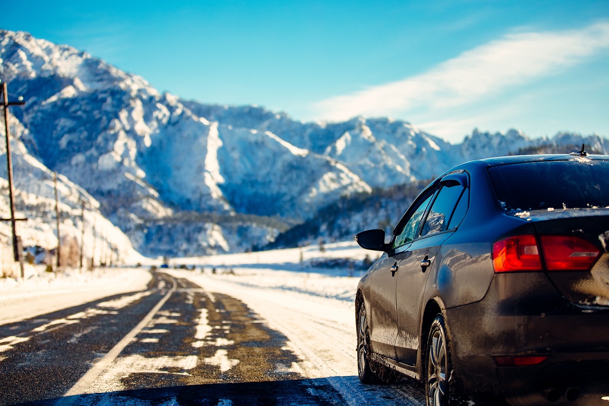 car in a snowy road