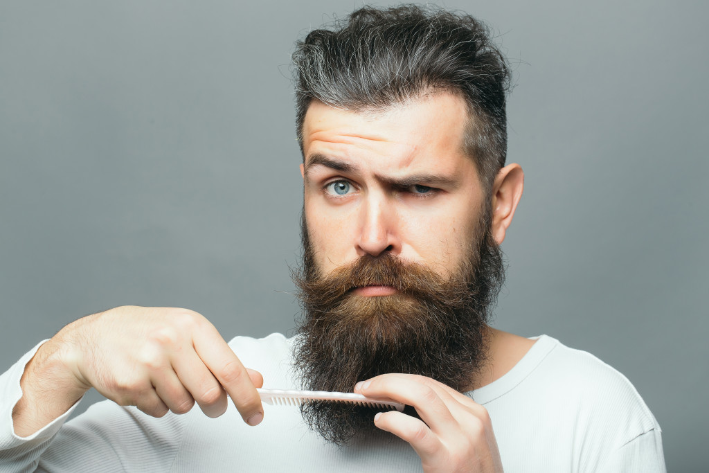 dad combing beard