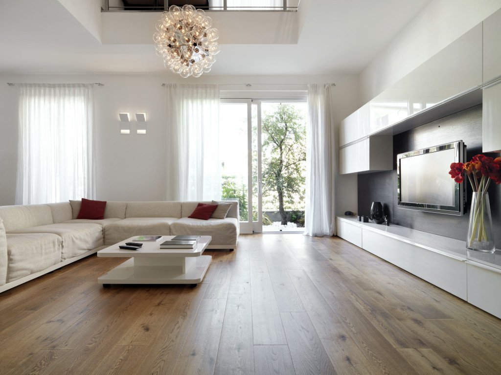 Wooden floors in an open floor plan