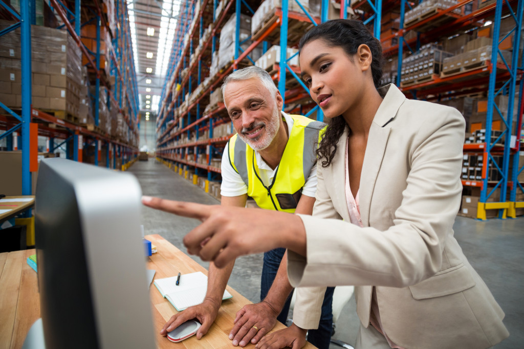 Warehouse staff at work