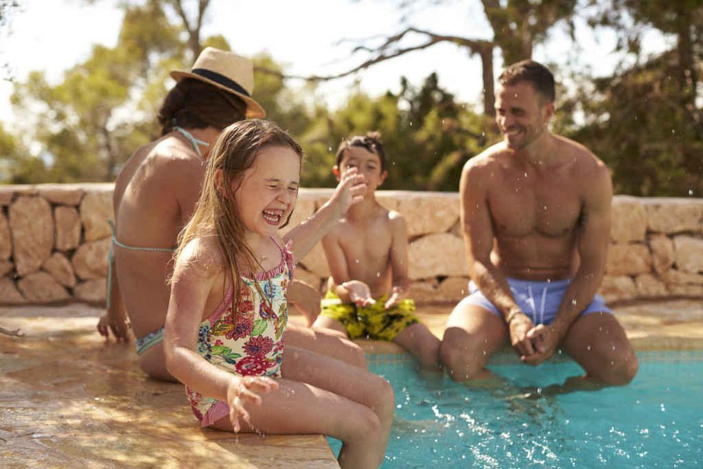 Swimming at home with family