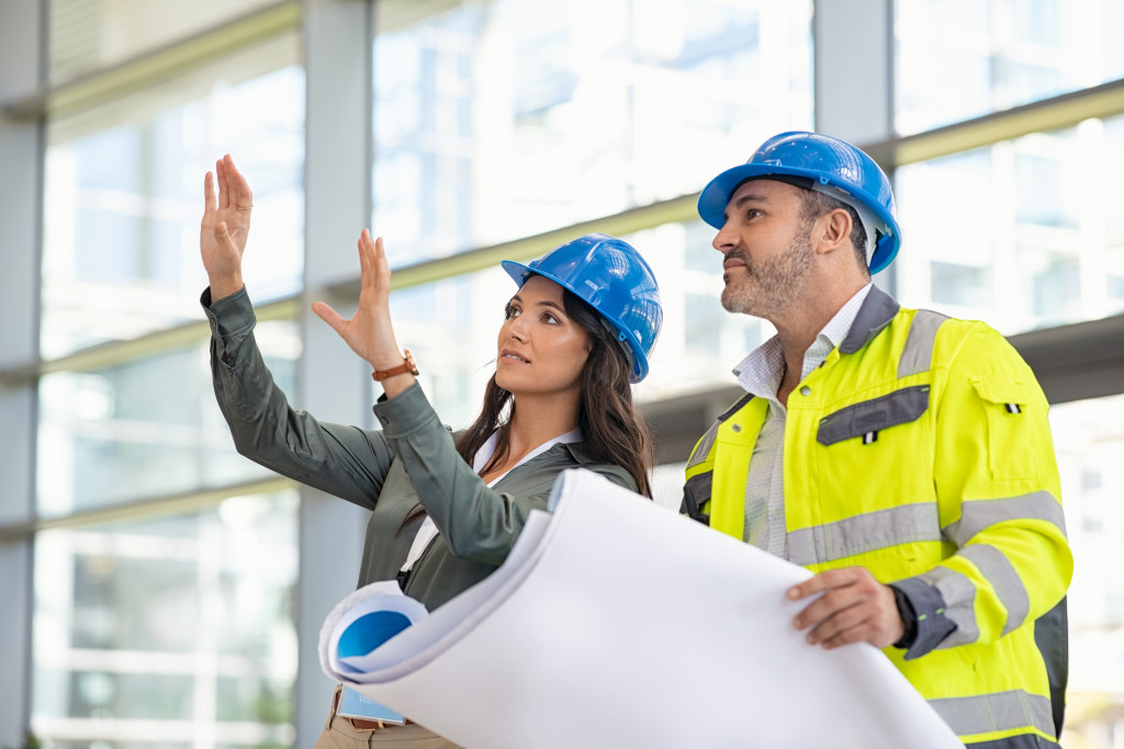 an engineer listening to architect